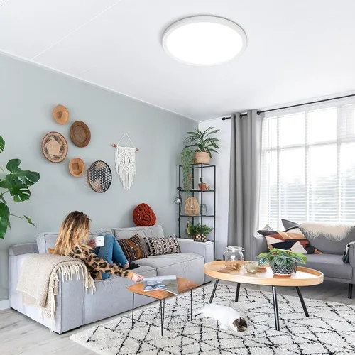 Miniatura 7 de SunRider Lámpara de Techo LED de Montaje Empotrado, 6000K Blanco Frío, 2400LM, 30 cm 24W Luces Planas Redondas Modernas, Lámpara de Panel