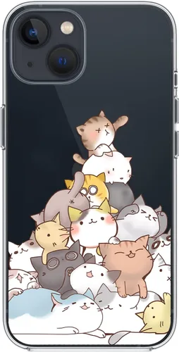 Miniatura 2 de Blingy's Funda para iPhone 14, divertido estilo gato, lindo diseño de animales de dibujos animados, transparente, suave TPU funda protectora