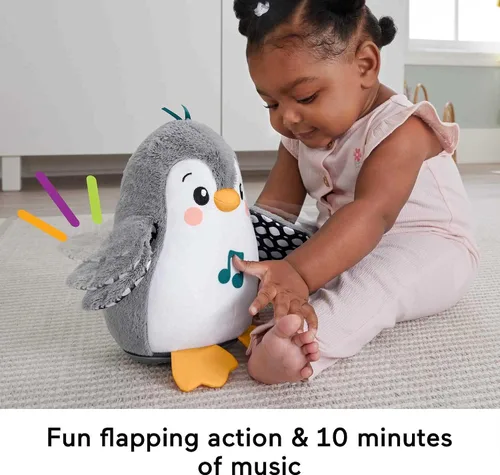 Miniatura 3 de Fisher-Price - Juguete de tiempo boca abajo para bebés con aleta y bamboleo Pingüino, de felpa con música y movimiento para juego sensorial
