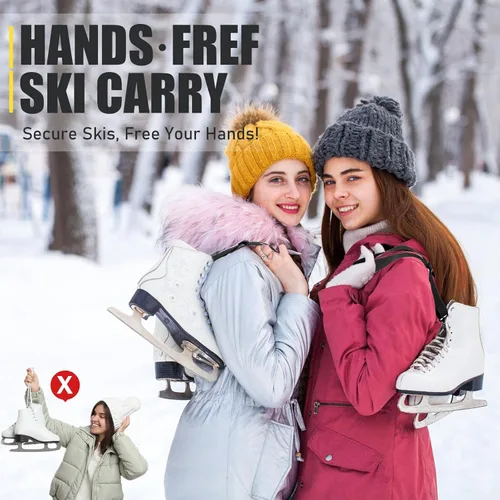 Miniatura 4 de Skylety 4 correas ajustables para botas de esquí, correa de snowboard, correa de hombro, patines de hielo, accesorios deportivos de invierno Negro