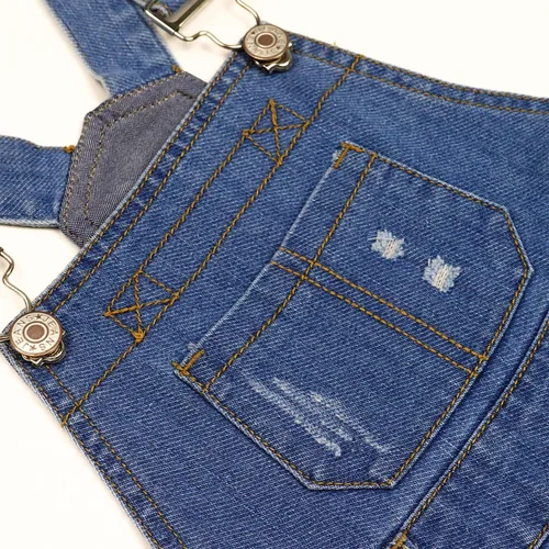 Miniatura 5 de KIDSCOOL SPACE Pantalones de mezclilla ajustados para bebés y niños pequeños, overol de mezclilla con bolsillo grande rasgado