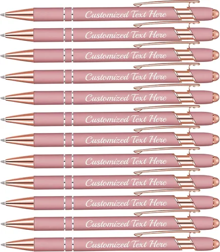 Miniatura 31 de Aolun 108 bolígrafos personalizados al por mayor con stylus grabado, bolígrafos personalizados, metal suave al tacto, grabado de nombre, logotipo