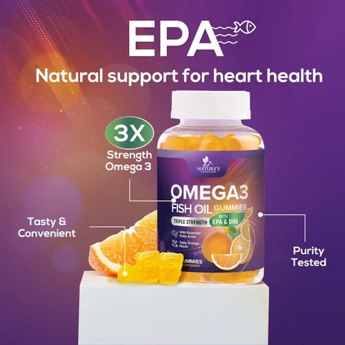 Miniatura 6 de Gomitas de aceite de pescado Omega 3 – 3 veces más fuerte – Suplemento de goma de aceite de pescado Omega 3 de alta absorción con DHA y EPA – Apoyo