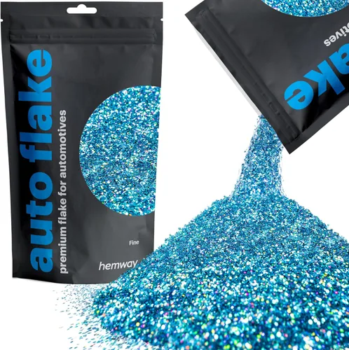 Hemway Auto Flake Glitter FINE 1/64" 0.015" 0.4mm 375 micras Aditivo de Pintura en Hojuelas Metálicas 100g para uso con Pintura en Aerosol para Azul