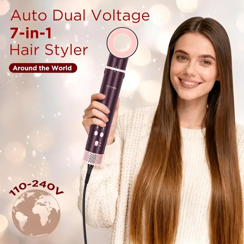 Miniatura 4 de MaxAIR 2.0 - Moldeador de aire caliente 7 en 1, juego de doble voltaje, cepillo secador de pelo de alta velocidad con alisador de cabello de aire