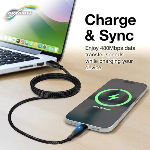Miniatura 7 de BoxWave Cable compatible con GameSir X2 (2021) - MagnetoSnap PD AllCharge Cable (100W), imán PD 100W cable de carga USB tipo C Micro USB - Negro