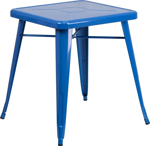 Miniatura 6 de Flash Furniture Prince - Mesa cuadrada de metal plateado para interiores y exteriores de 23.75 pulgadas de grado comercial