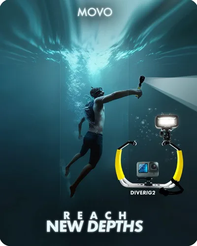 Miniatura 2 de Movo DiveRig2 XL - Equipo de buceo con luz LED impermeable – Compatible con GoPro HERO, HERO5, HERO6, HERO7, HERO8, HERO9, HERO10 y cámara de acción