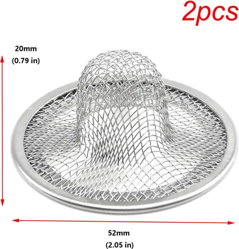 Miniatura 2 de Antrader Colador para fregadero de cocina, 2 piezas de acero inoxidable de 2 pulgadas de diámetro de malla de filtro redondo para baño, bañera