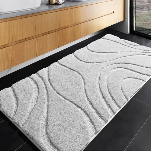 Miniatura 27 de DEXDE Alfombras de baño de 24 x 60 pulgadas, ultra suaves y absorbentes de agua, antideslizantes, de secado rápido, lavables a máquina, tapetes Negro
