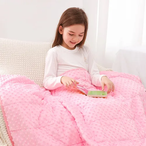 Miniatura 14 de Kivik Manta con peso de 3 libras, manta pesada de puntos Minky suave refrescante para una mejor relajación y sueño, lavable a máquina, 36 x 48 Gris