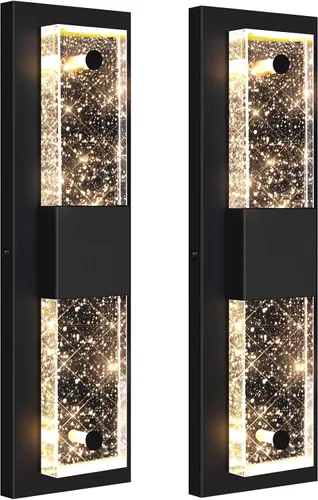 Miniatura 11 de BesLowe Lámparas de pared para exteriores con cristal de burbujas de cristal, apliques exteriores impermeables, faroles de pared LED, luces