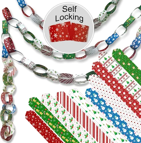 Origami Joy 300 tiras de cadena de papel blanco para manualidades. No necesita pegamento ni cinta. Apto para niños y diversión familiar. Produce más