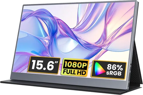 kksmart Monitor portátil de 15.6 pulgadas 1080P FHD 86% sRGB 60Hz, monitor de viaje para laptop, MacBook Surface PC, Xbox PS5, HDMI Dual USB-C