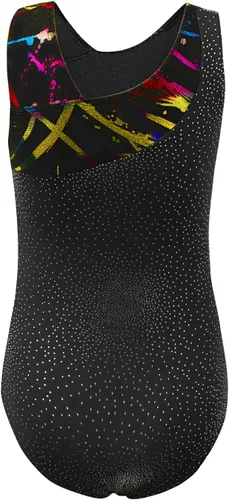 Miniatura 2 de HOZIY Leotardos de gimnasia para niñas, sin mangas, manga larga, copos de nieve, azul, morado, lentejuelas, cintas coloridas, rayas de leopardo rosa