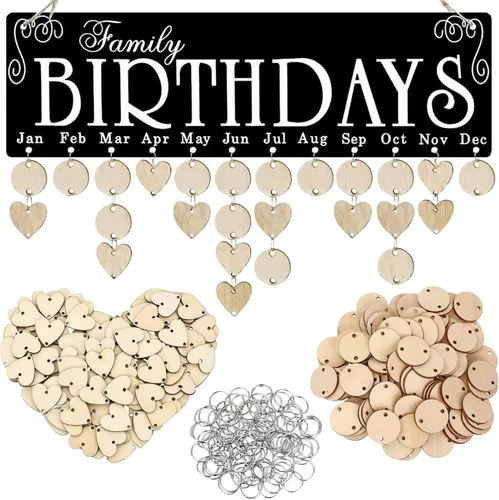 Cartel de feliz cumpleaños, regalos de Navidad para mamás y papás, calendario de cumpleaños familiar de madera, placa decorativa para colgar en la