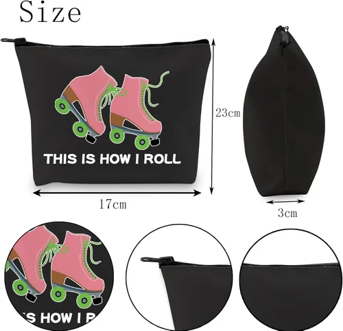 Miniatura 2 de POFULL Bolsa de maquillaje para amantes del patinaje sobre ruedas, así es como me rollo bolsa de cosméticos Bolsa de patinadora negra