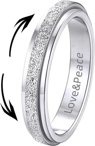 Miniatura 20 de Supcare Anillos antiestrés para mujer de 4/6/0.315 in para la ansiedad, anillo de pulgar con chorro de arena, regalo para mujeres, talla 7-14