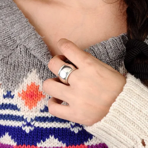 Miniatura 3 de Boho-Magic Anillo giratorio de plata de ley 925 para mujer, anillo de cúpula ancha, Metal, no aplica