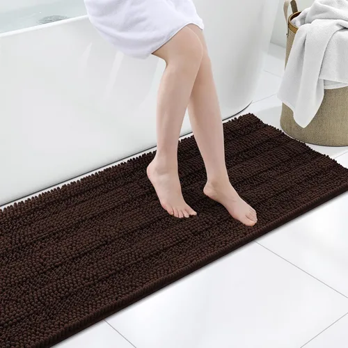 Miniatura 223 de Grandaily Alfombras de baño de felpilla a rayas de 24 x 16 pulgadas, extra gruesas y suaves, absorbentes, parte trasera de goma, alfombra de ducha