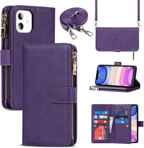 Miniatura 9 de Funda para iPhone 11 para mujer, funda para iPhone 11 con soporte para tarjetas, funda cruzada con tarjeteros y ranuras para tarjetas de crédito