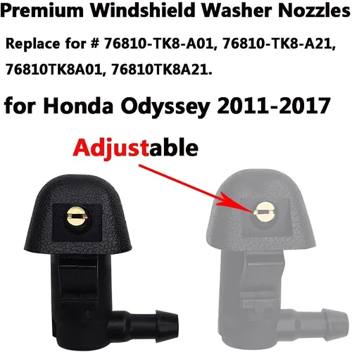 Miniatura 6 de 76810-TK8-A01 Conjunto de boquillas de limpiaparabrisas ajustables Premium para Honda Odyssey 2011 2012 2013 2014 2015 2016 2017, repuesto directo