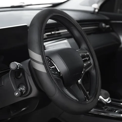 Funda de cuero prémium para volante compatible con Dodge Charger Challenger Durango RAM 1500 coches, ajuste universal de 14 a 15 pulgadas,