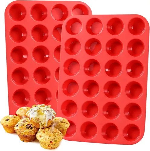 Miniatura 25 de CAKETIME Moldes de silicona para magdalenas para hornear, molde de tamaño regular para magdalenas, molde para hornear moldes de silicona