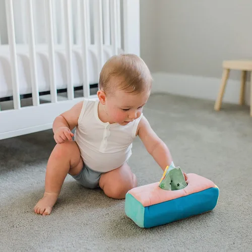 Miniatura 7 de Caja de pañuelos para bebé, juego Montessori para bebés y niños pequeños, caja texturizada sensorial con 12 bufandas coloridas a juego y 3 piezas