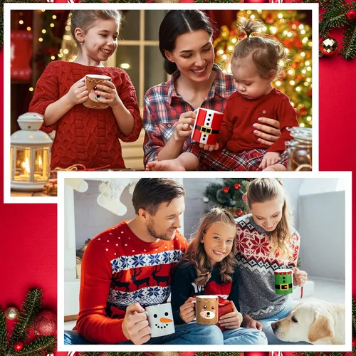 Miniatura 5 de Nitial Juego de 4 tazas de café navideñas de 12 onzas, regalo a granel para mujeres y hombres, decoración para cocina, oficina, hogar