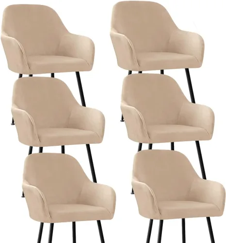 Miniatura 12 de Fundas protectoras de terciopelo elástico para sillas de comedor con brazos y respaldo curvado pequeño, juego de 6/4/2 para cocina, oficina, hogar
