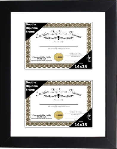Miniatura 27 de Creative Picture Frames Marco de diploma doble clásico negro de 6 x 8 pulgadas con vidrio negro y colgador de pared instalado