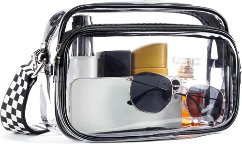 Miniatura 16 de BOSTANTEN Bolsa transparente para mujer, aprobada para estadios, bolsas transparentes pequeñas, bolso cruzado de moda para conciertos, eventos