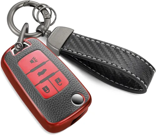 Miniatura 15 de Funda para llavero Nissan con llavero de cuerda trenzada de metal de lujo, funda suave mejorada para llave Nissan (solo 3 botones)