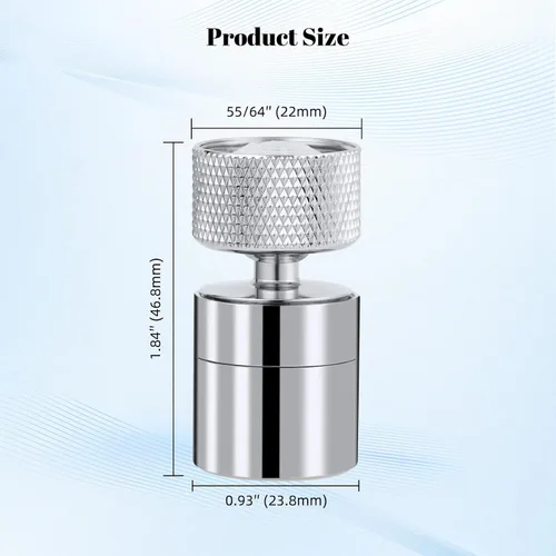 Miniatura 5 de Hibbent Aireador de Grifo de Latón Macizo de Doble Función, Aireador de Fregadero de Cocina de Metal de Ángulo Grande Giratorio 360 Grados