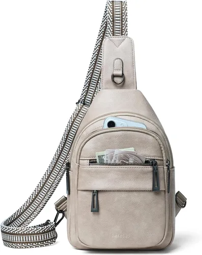 Miniatura 13 de Leresas Bolso bandolera de 7L para mujer, bolso cruzado, riñoneras, de cuero vegano, bolso de pecho de moda, de viaje, antirrobo
