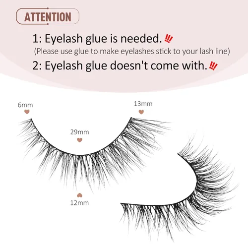 Miniatura 2 de Onlyall Pestañas naturales, pestañas postizas de aspecto natural, pestañas postizas suaves y esponjosas, 7 pares D1 natural (0.23-0.51 pulgadas)