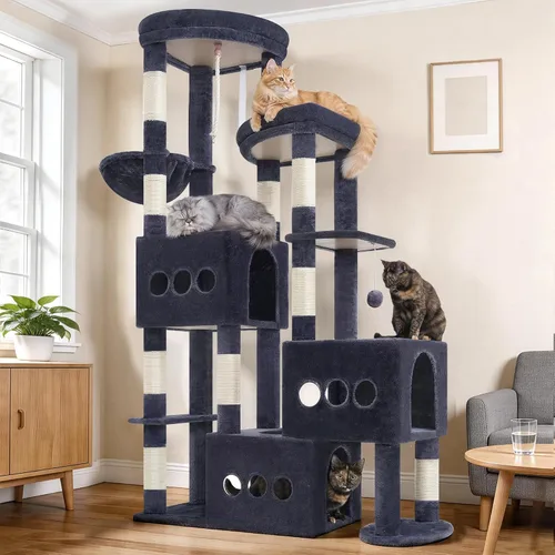 Gitelsnour Árbol resistente para gatos con 3 condominios grandes para gatos, 3 platfroms, torre de árbol para gatos de interior grande y adulto,