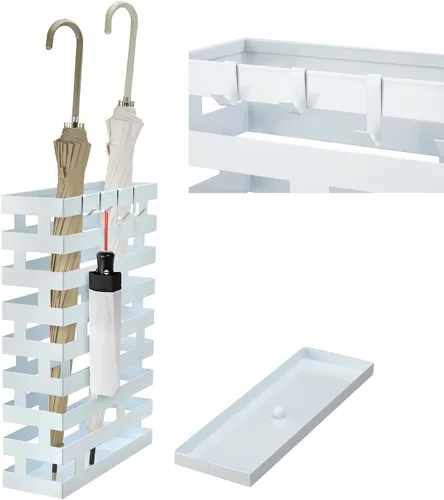 Miniatura 7 de Tudomro Soportes de paraguas para entrada, soporte de paraguas de metal grande de 3.94 x 11.81 x 16.93 pulgadas con bandeja de agua extraíble y Negro