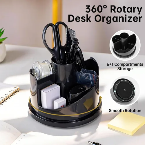 Miniatura 2 de deli Juego de suministros de oficina, 1045 piezas, kit organizador de accesorios de escritorio, juego de grapadoras, soporte giratorio