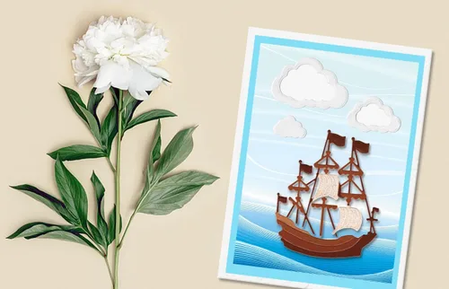 Miniatura 3 de Estivaux Juego de troqueles de barco marino de verano para hacer tarjetas, nubes anidadas, marcos de corte, plantillas de troqueles de barco
