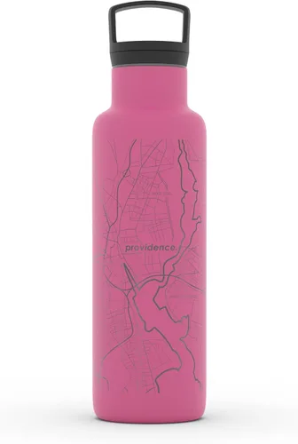 Miniatura 60 de Well Told Botella de agua aislada con mapa de Washington DC grabado, botella de acero inoxidable grabada (21 onzas, blanco) botella aislada de mapa