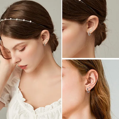 Miniatura 3 de IRONBOX Juego de 12 pares de aretes de aro de acero inoxidable chapados en oro de 18 quilates para múltiples piercings, pequeños aretes de espalda