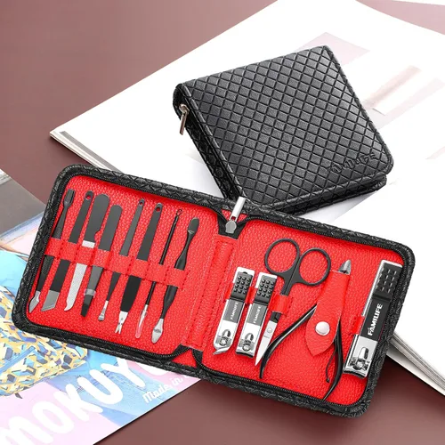 Miniatura 9 de FAMILIFE Kit de Uñas, Juego de Manicura Profesional Kit de Manicura Juego de Cortaúñas, 13 en 1 Juegos de Pedicura de Acero Inoxidable Herramienta