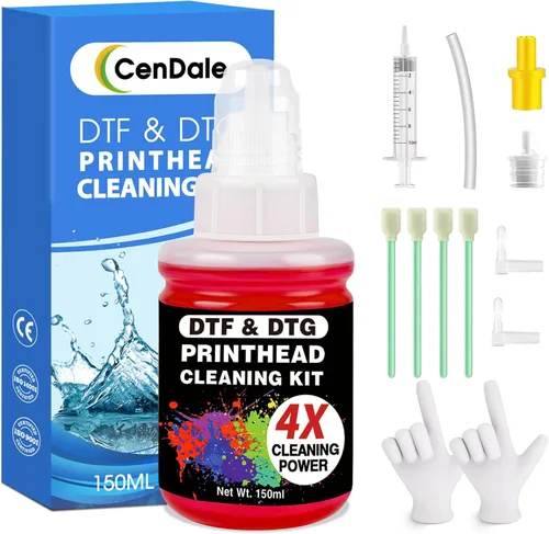 CenDale Kit de Limpieza Mejorado para DTF - Limpiador de Cabezal de Impresora DTF 150ML, Limpieza de Impresora 4 Veces Más Potente, Solución de