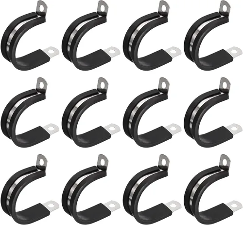 Miniatura 13 de uxcell Abrazadera de cable de 1/2 pulgada (0.472 in) de acero inoxidable 304 Abrazadera aislada acolchada de goma de acero inoxidable en forma de R
