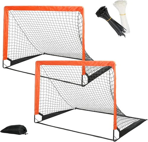 Simple Deluxe Portería de fútbol portátil de 4 x 3 pies, red de fútbol plegable desplegable viene con 2 bolsas de tela Oxford y 8 estacas, ideal