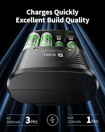 Miniatura 3 de EBL Cargador Rápido Inteligente AA AAA para Pilas Recargables AA AAA 9V Ni-MH Ni-CD