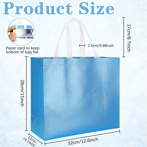 Miniatura 4 de 12 bolsas de regalo reutilizables, acabado brillante con asa, no tejidas, plegables para damas de honor