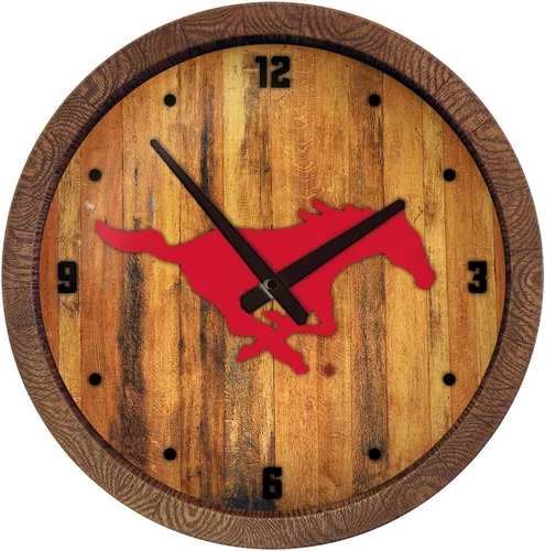 Miniatura 138 de The Fan-Brand NCAA Oklahoma Sooners: Reloj de pared con parte superior de barril de imitación para decoración de bar, decoración de fiesta